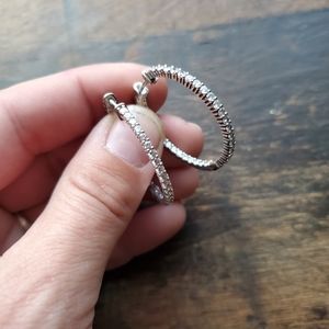 Inside outside CZ rhodium plated sterling hoops